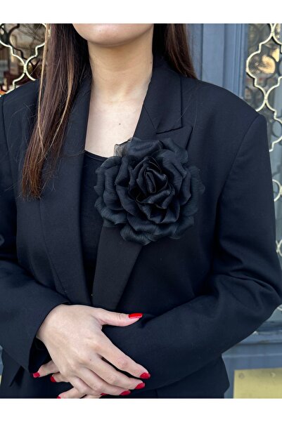 Cherry Carter Gül Detaylı Oversize Broş- Şık Kıyafet Aksesuarı- Kadın Gül Bro...