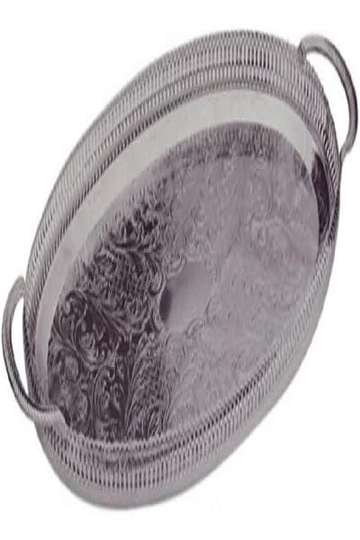 QUEEN ANNE Oval Gallery Tray with Handles – 45x25.5 cm Elegant Serving Tray