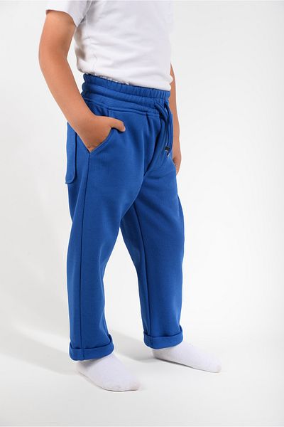 KİDSPİTİRCİK Saks Blue Jogger Pants Lakos Fabric with Side Pockets - Elastic Waist - Laces