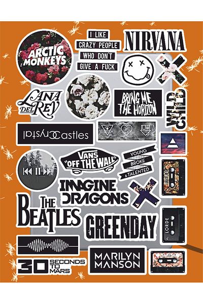 hediyenebak Nirvana Mix Music Sticker Set |   Laptop Agenda Notebook Tablet Phone Notebook Sticker Bullet Journal
