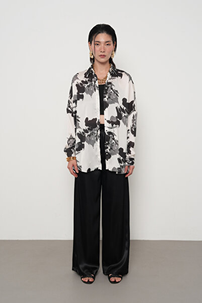 Orfeo Negro Women's Mixed Patterned Oversize Digital Shirt