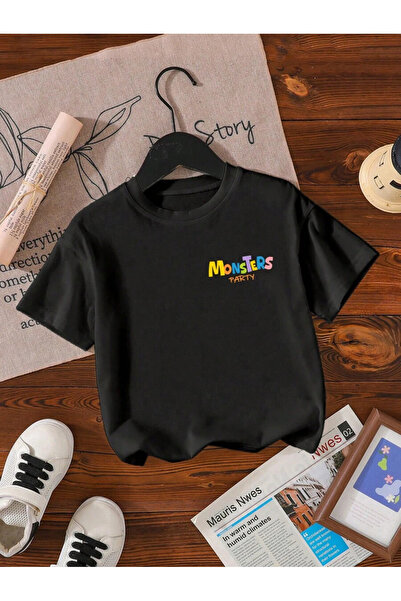 ELNOYA تي شيرت كاجوال مريح للأطفال مطبوع عليه "Monsters" من القطن باللون الأس...