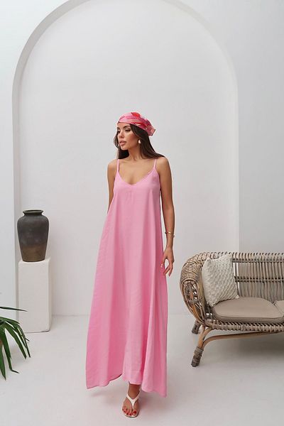 VAGGON Γυναικείο ροζ λουράκι Casual Flowy φόρεμα Vs00170
