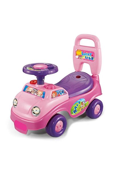rexa Pink & Purple Ride-On Toy Car with Push Handle – For Kids