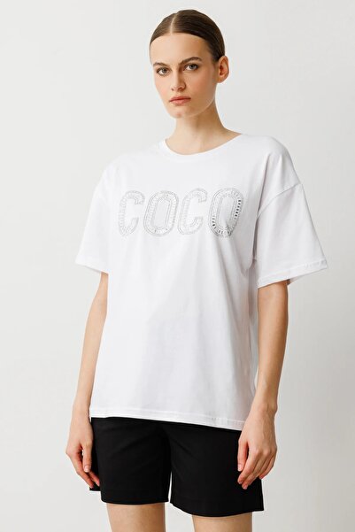 ON Bluză brodată cu piatră în față 56548