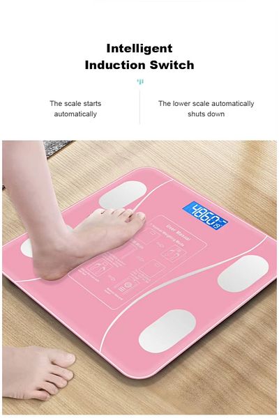 ABYZ SMART electronic scale with personalized monitoring, Wireless BMI BlueTooth Digital Body Health Pink