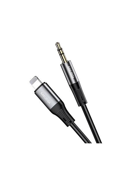 REDz Accessories Cablu audio KSC-891, de la Lightning la mufă de 3,5 mm, lungime 1 m, silicon, negru