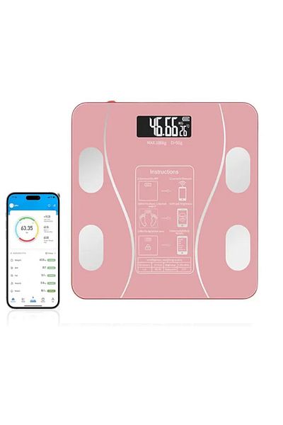 ABYZ SMART electronic scale with personalized monitoring, Wireless BMI BlueTooth Digital Body Health Pink