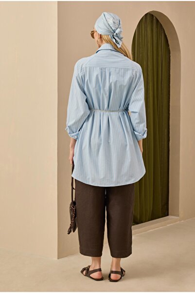 HEQA Çizgili Reglan Kol Gömlek Bebe Mavi