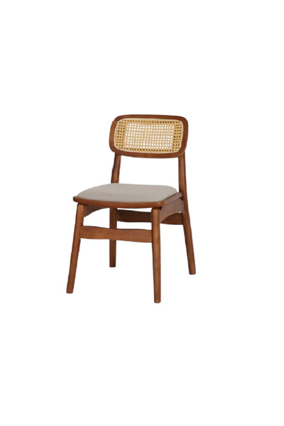 rexa Simple Style Rattan Mesh Backrest Wood Dining Chair Rattan Wicker Chairs