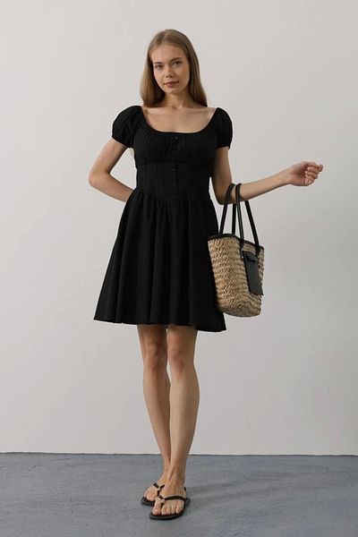Inciqueen Mini Dress with Waist Corset - Black