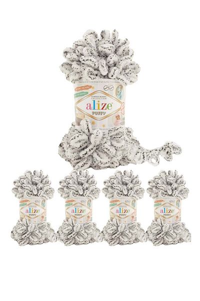 Alize Puffy 5 قطع من خيوط الصوف التركية الأصلية من نوع عليزة الملونة