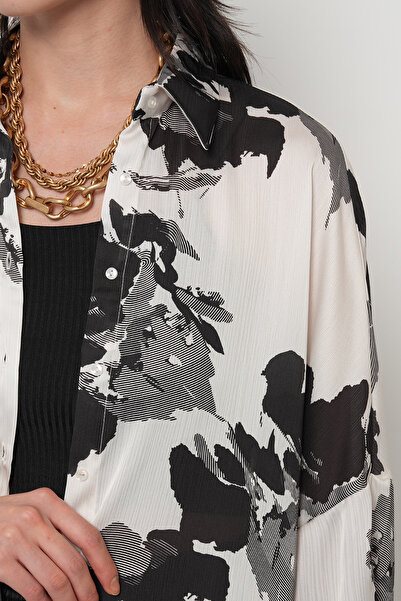 Orfeo Negro Women's Mixed Patterned Oversize Digital Shirt