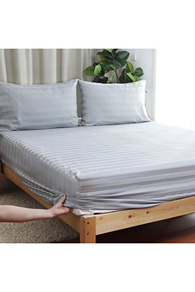 Wanderlust Premium Quality Striped Cotton Satin Fitted Sheet Set Pillowcase Single Green