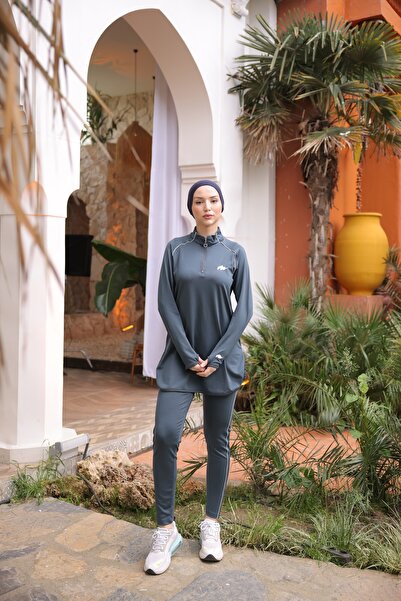 Ryzi Moda Γυναικεία Αθλητική Φόρμα Hijab Σετ με φερμουάρ Διπλό Σετ