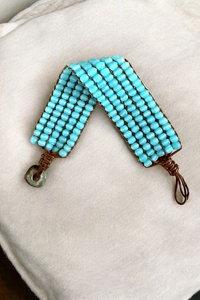 Pinty Design Blue Glass Bead Women's Bracelet