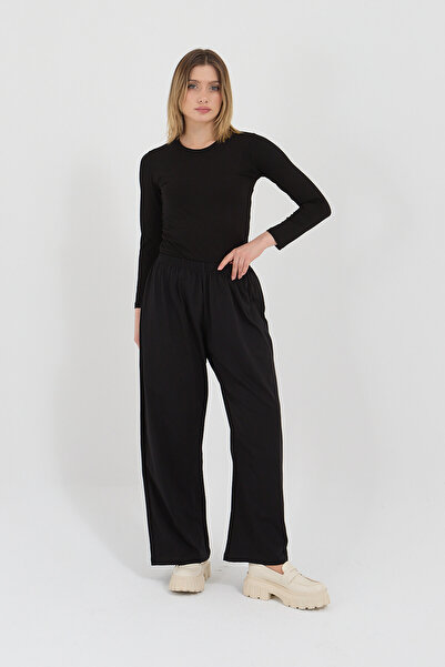 ROVİ ROVİ SİYAH ETEKLİ PANTOLON