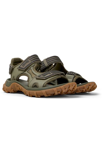 CAMPER Men's Green Hook And Loop Adjustable Summer Sandals with Non-Slip Sole Drift Trail