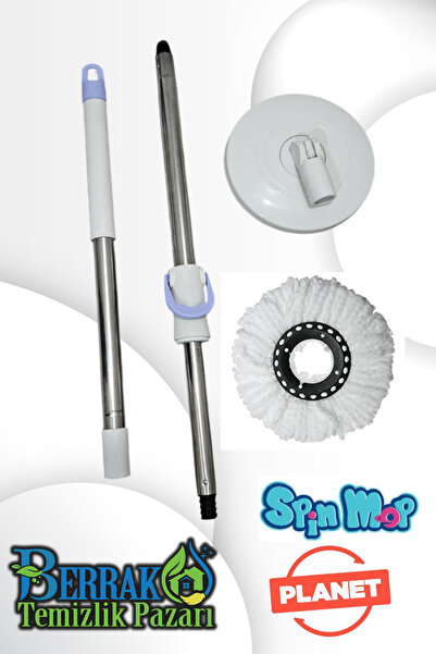Berrak Temizlik Pazarı Spin Mop Planet Alüminyum 360 Döner Mop Sopa Seti (Yedek Set)