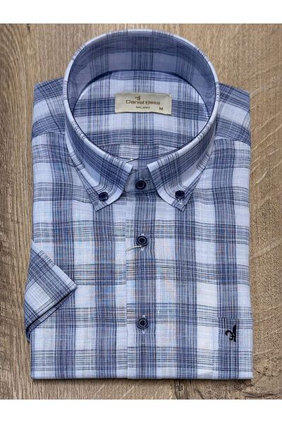 Daniel Bessi Classic Cut 100% Cotton Short Sleeve Men's Shirt with Pockets