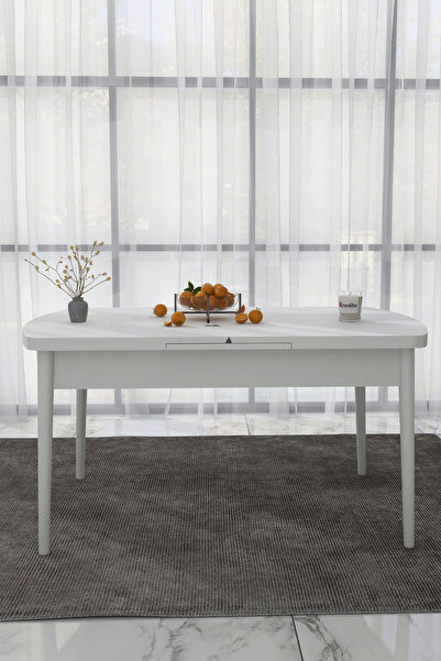 Renlife BEYAZ MDF MUTFAK MASASI AÇILIR METAL AYAKLI