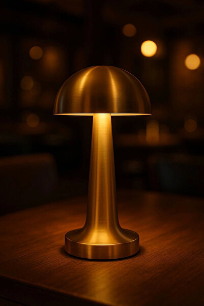 HALL BREATHE Dokunmatik Mantar Masa Lambası, 3 Renkli, Şarjlı, Metal, Şık ve ...