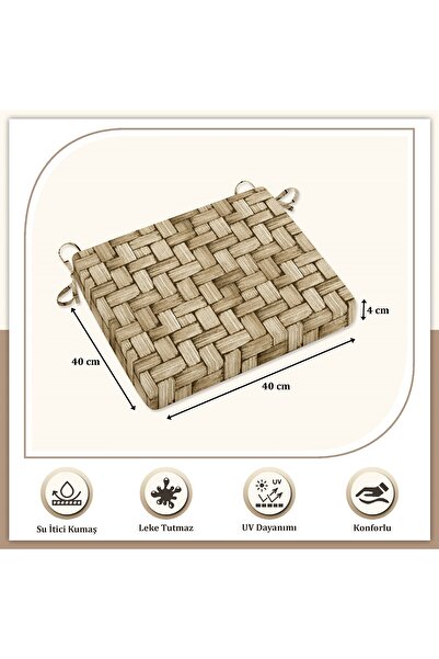 Evim Canvas 6-Piece Wicker Liquid-Proof Stain-Proof Zippered Lace Chair Cushion 40 X 40 cm