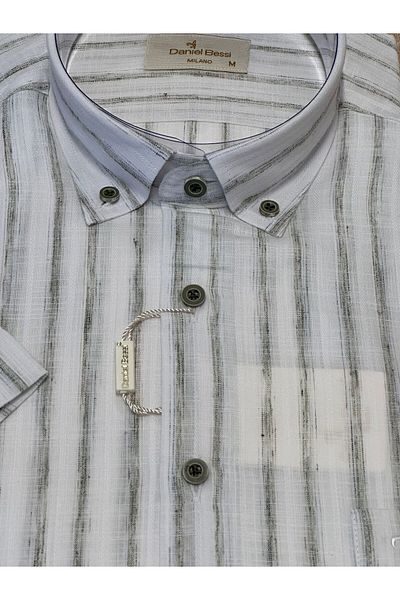 Daniel Bessi Classic Cut 100% Cotton Short Sleeve Men's Shirt with Pockets
