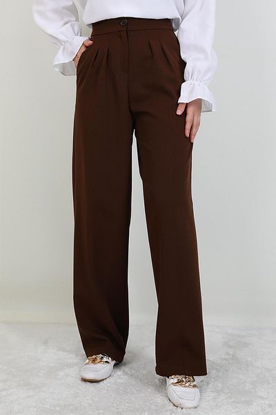 giz astore Elastic Waist Buttoned Trousers Brown
