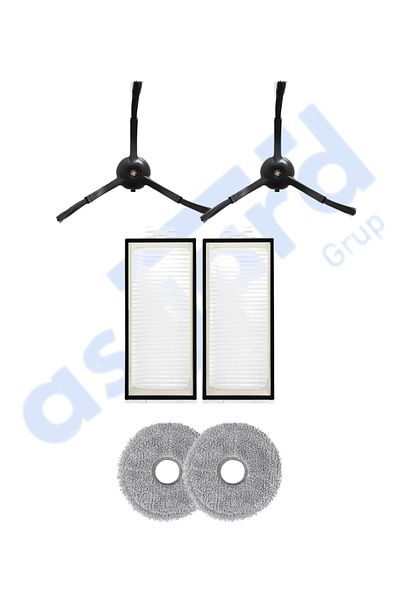 Asgard Grup Roborock Q Revo Pro-S-Maxv Compatible 2 Side Brushes 2 Filters 2 Mops