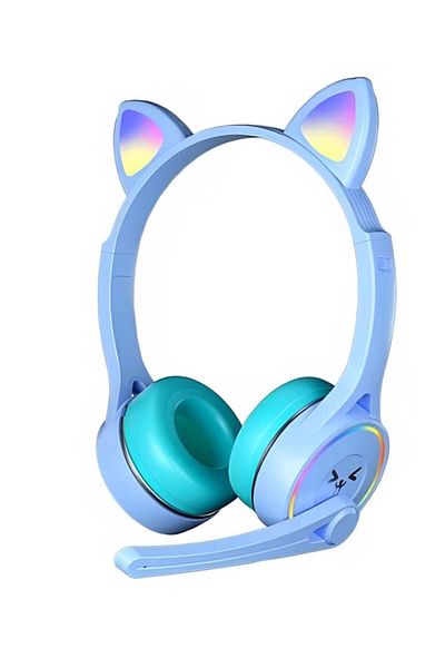 Generic Sy-T30 Wireless Stereo Bluetooth Headphone with Microphone and Cute Cat Ear LED Light