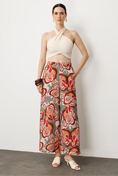 accort Soyut Baskı Bol Paça Pantolon-ÇAĞLA