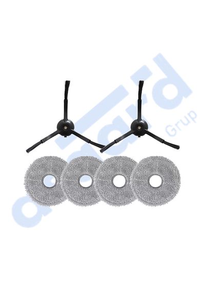 Asgard Grup Roborock Q Revo Pro-S-Maxv Compatible 2 Side Brushes 4 Mops
