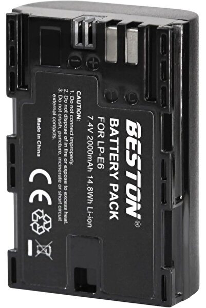 Beston بطارية LP-E6 سعة 2000 مللي أمبير/ساعة لكاميرات كانون - عبوة من قطعة واحدة
