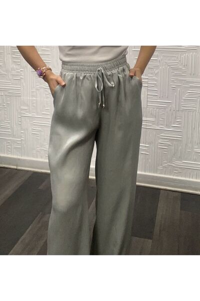 My Destino Loose Cut Glittery Elastic Waist Summer Pocket Trousers