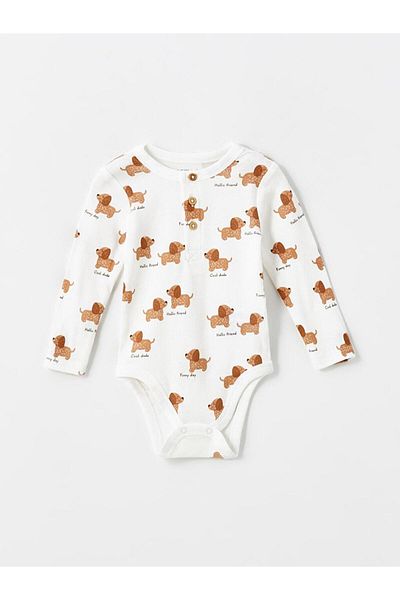 LC Waikiki Crew Neck Printed Baby Girl Snapback Bodysuit and Leggings 2-Piece (S5)
