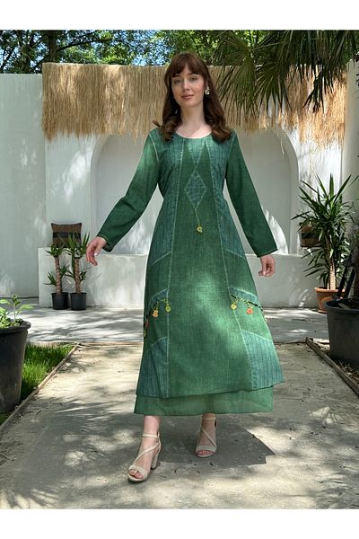 Butik Esra Kandemir Summer Cotton Washed Fabric Lined Embroidered Authentic Tessture Dress