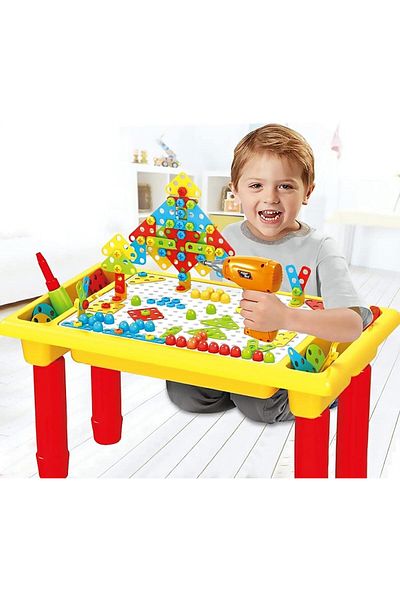 rexa 4-in-1 Creative Learning Table for Kids – Educational Activity & Building Block Play Table Set