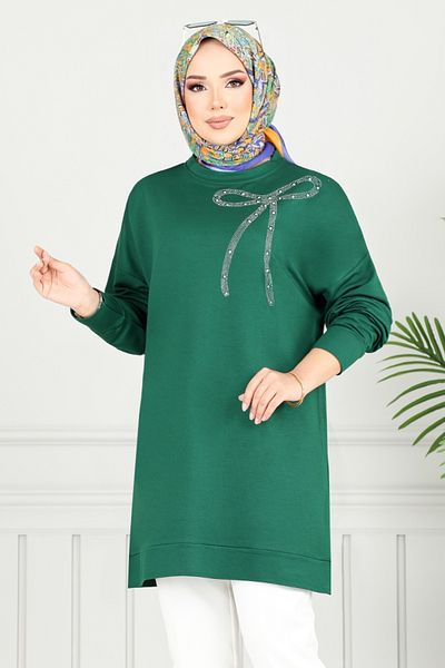 ModaMerve Τυπωμένο τούνικ πέτρας 2703AYD969-M Emerald