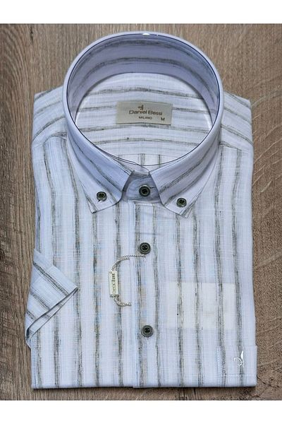 Daniel Bessi Classic Cut 100% Cotton Short Sleeve Men's Shirt with Pockets