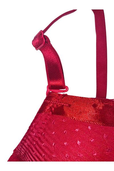 gigigiyim Unpadded Satin Detail Lace C Cup Bra Red