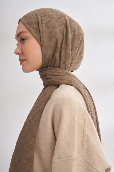 ARMANDA Muslin Checkerboard Pattern Shal - Smoked