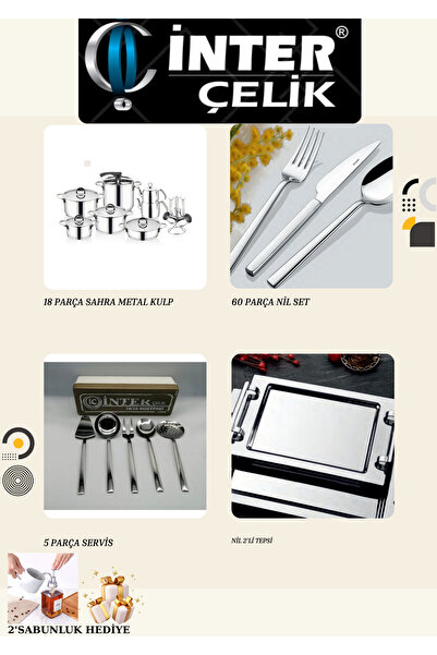 MEHAY HOME 85 Pieces Inter Steel Dowery Package Pot, Spoon & Fork, 2-Piece Tr...