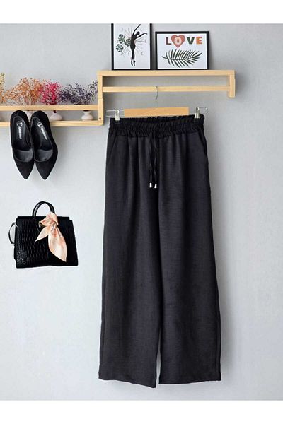 ENDAMIM Linen Pant Large Size Comfortable Fit Without Cover Waist Elastic Size 40-50