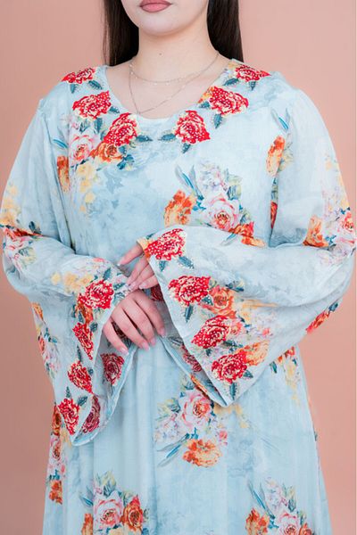 IKKXA Floral Printed Long Sleeve Jalabiya