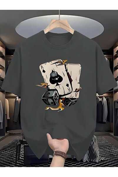 WOODROFFE Ανδρικό μπλουζάκι με στάμπα με κάρτα Zar Oversize Casual Boyfirend