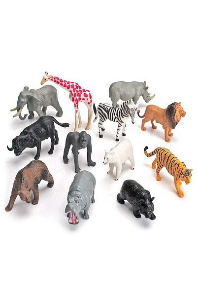 Rally Happy Animal World Toys Figures 12 Pcs Realistic Jumbo Wild Jungle Animals Figurines Large Playset L