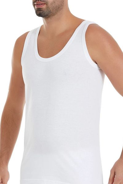 Fanilam Star Extra White 100% Cotton Men's Undershirt 6 Pack - Breathable, Non-Sweating Natural