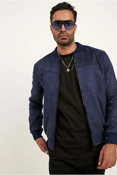 MEECY Ανδρικό τζάκετ Navy Blue Suede College