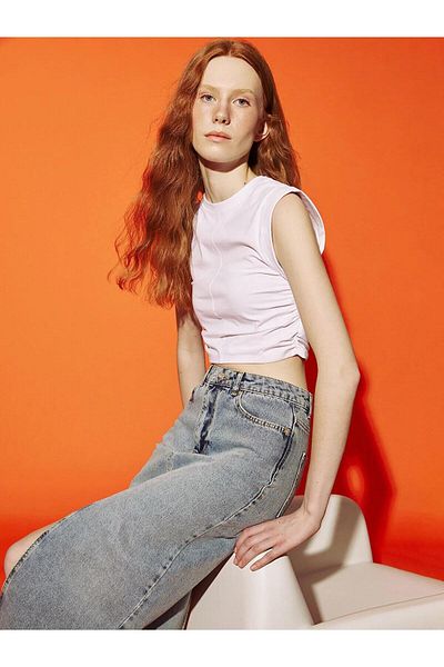 LC Waikiki XSIDE Crew Neck Gathered Crop (S5)